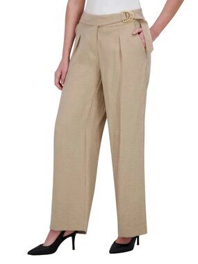 DKNY Women's Size 16 Tan Rayon Blend Belted Pants NWT